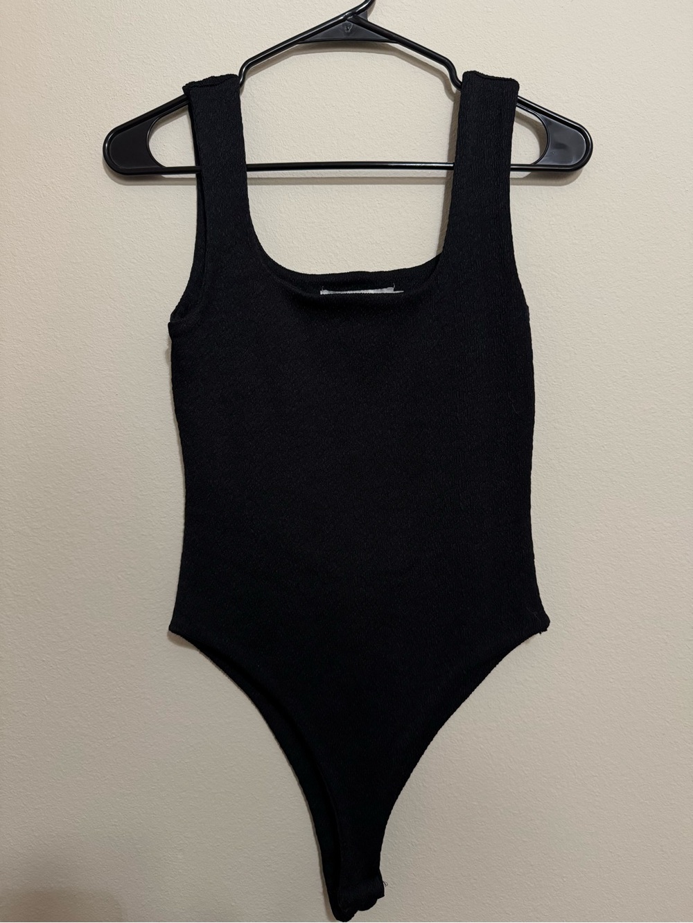 Classic Black Ribbed Scoop Neck Bodysuit